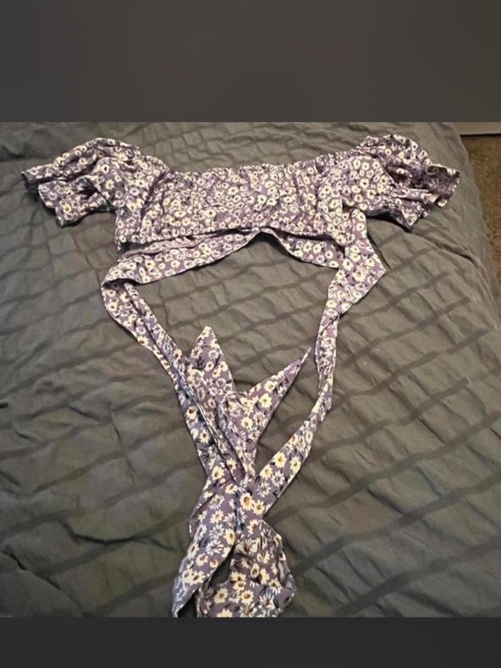 SHEIN purple and white floral crop top